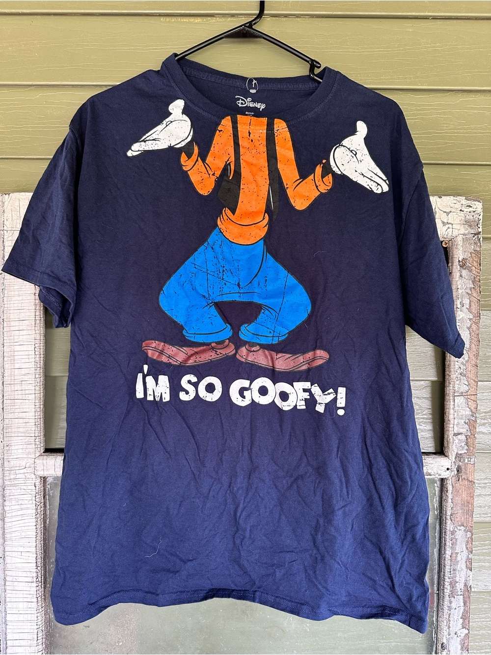 Disney Navy Blue 'I'm So Goofy!' Kids Graphic Tee with Orange & Blue Print